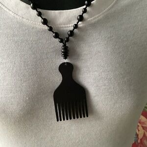 Men’s  Wood Afro Pick Necklace 🖤